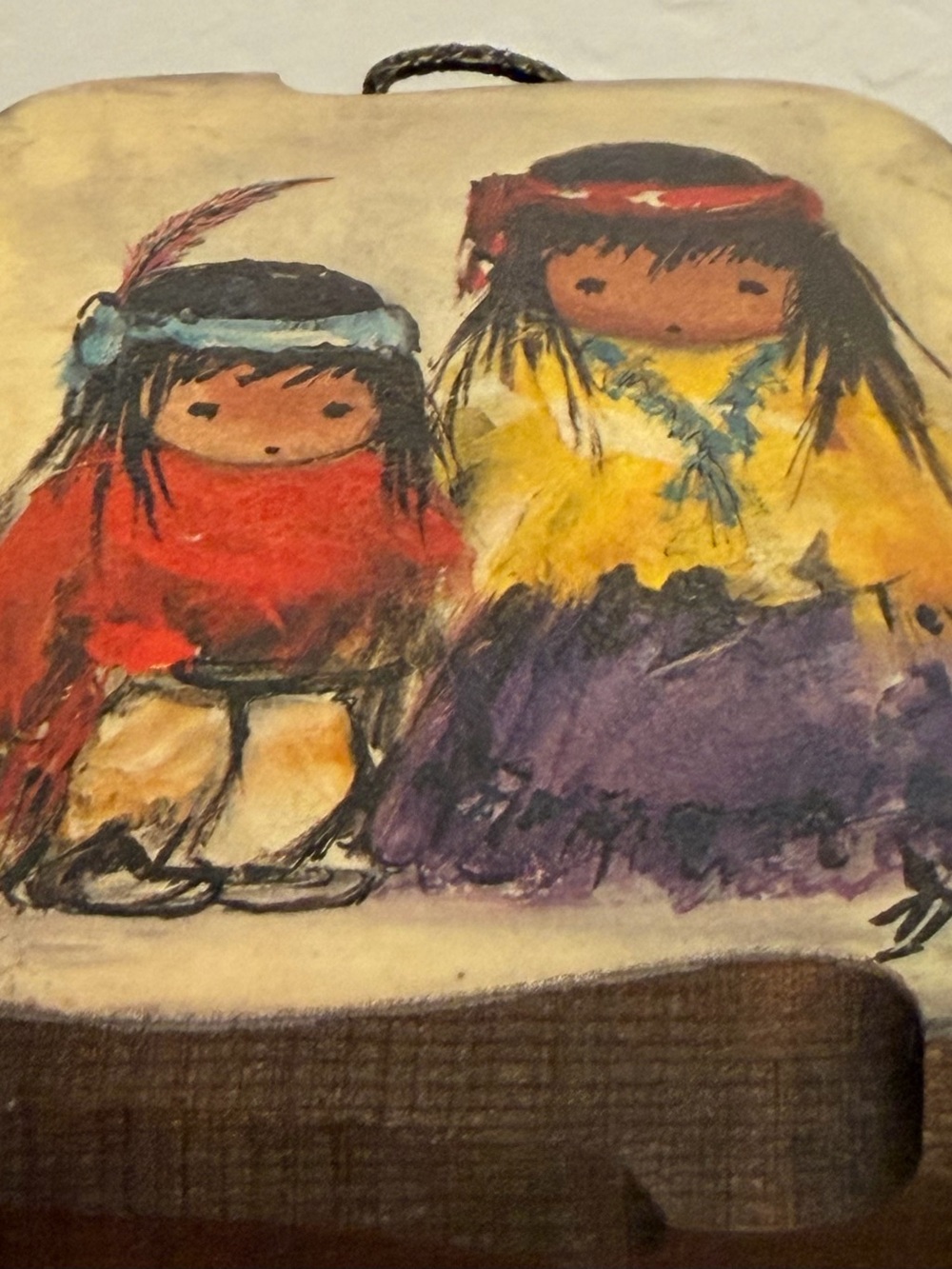 Vintage “Wandering” print on wood by artist DeGrazia - Picture 3 of 5